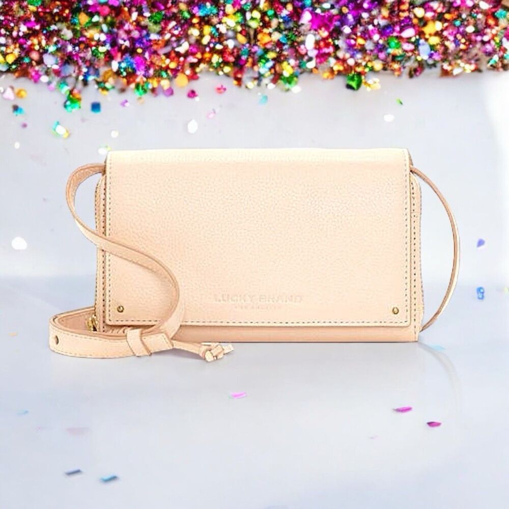 Lucky Brand Aila Convertible Leather Crossbody in Apricot Blush New With Tags